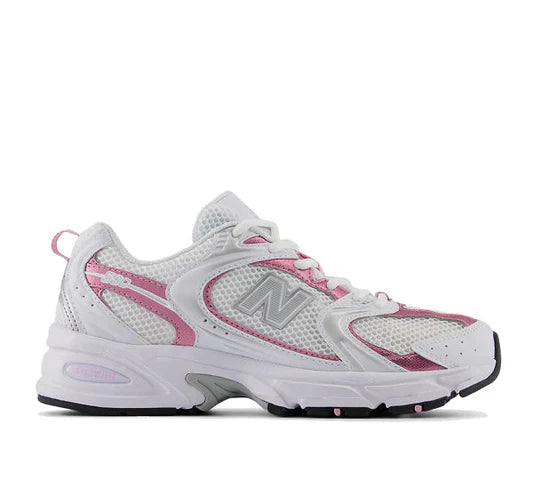 New Balance 530 White with Pink Sugar and Silver Metallic