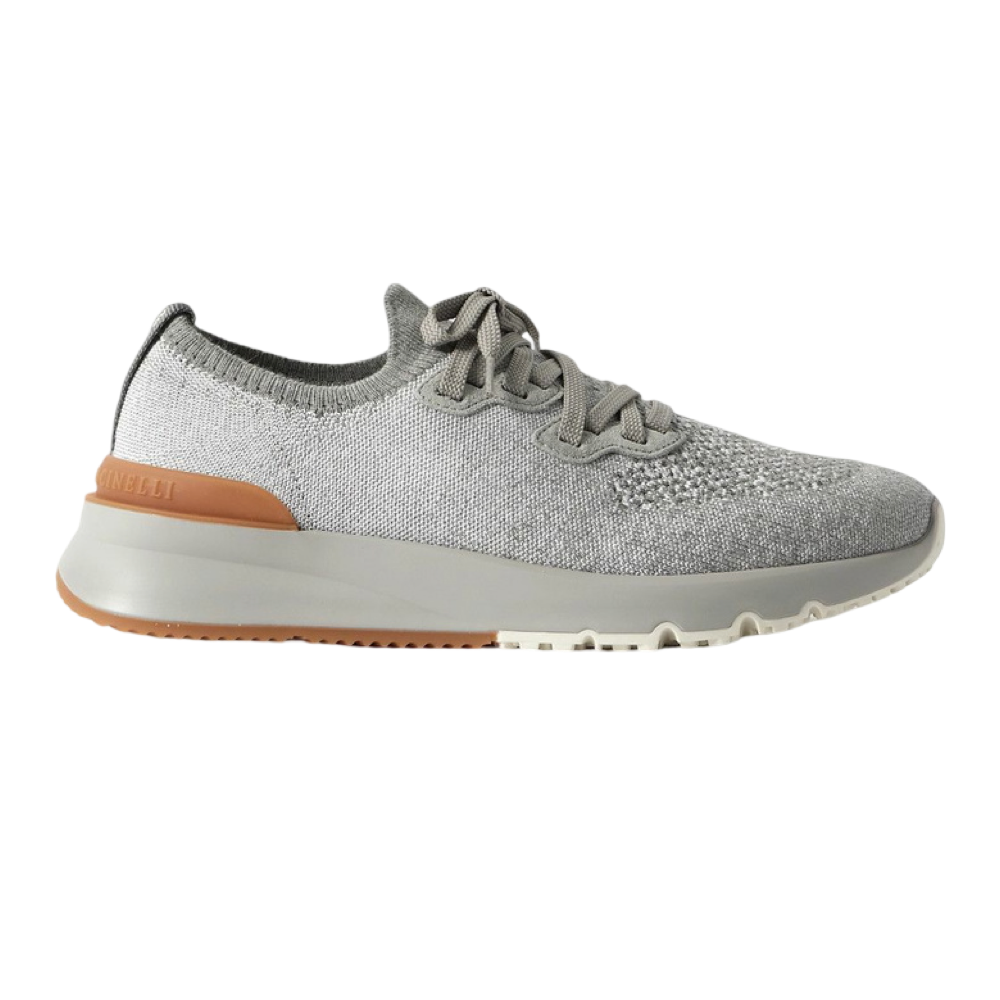 BRUNELLO CUCINELLI
Cotton chiné knit sneakers in grey