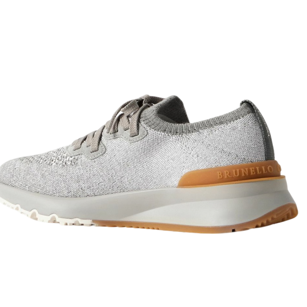 BRUNELLO CUCINELLI
Cotton chiné knit sneakers in grey