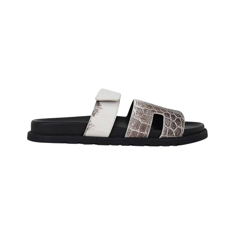 Hermes Himalaya Crocodile Chypre Slingback Flat Sandals