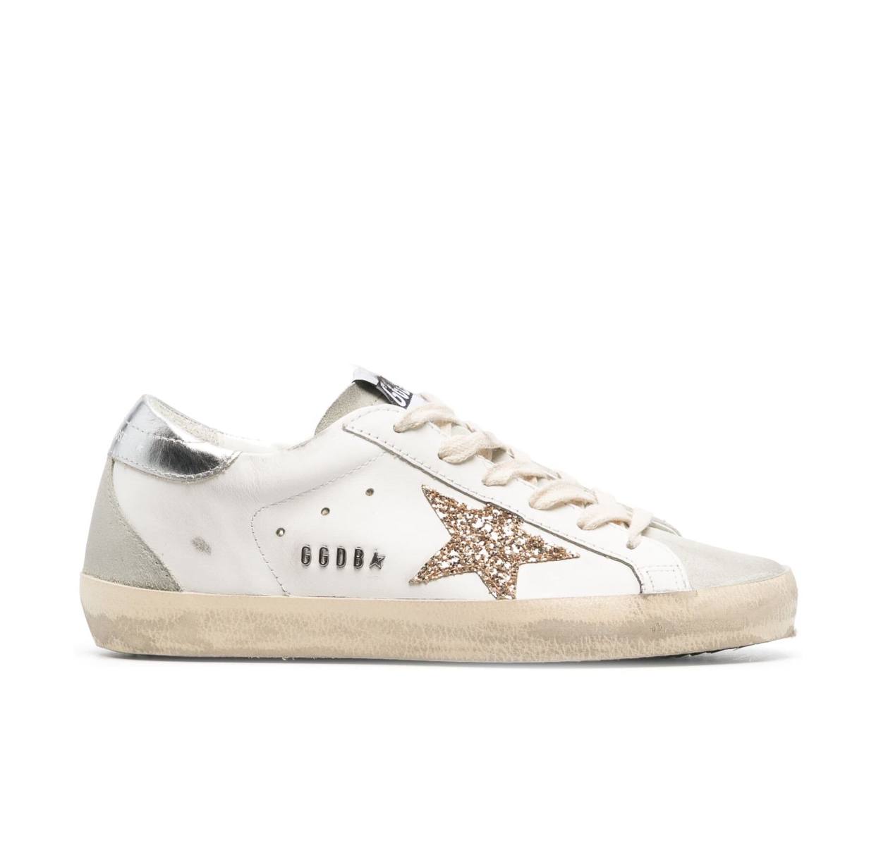 Golden goose Superstar Leather Glitter Low-Top WHITE ICE GOLD SILVER