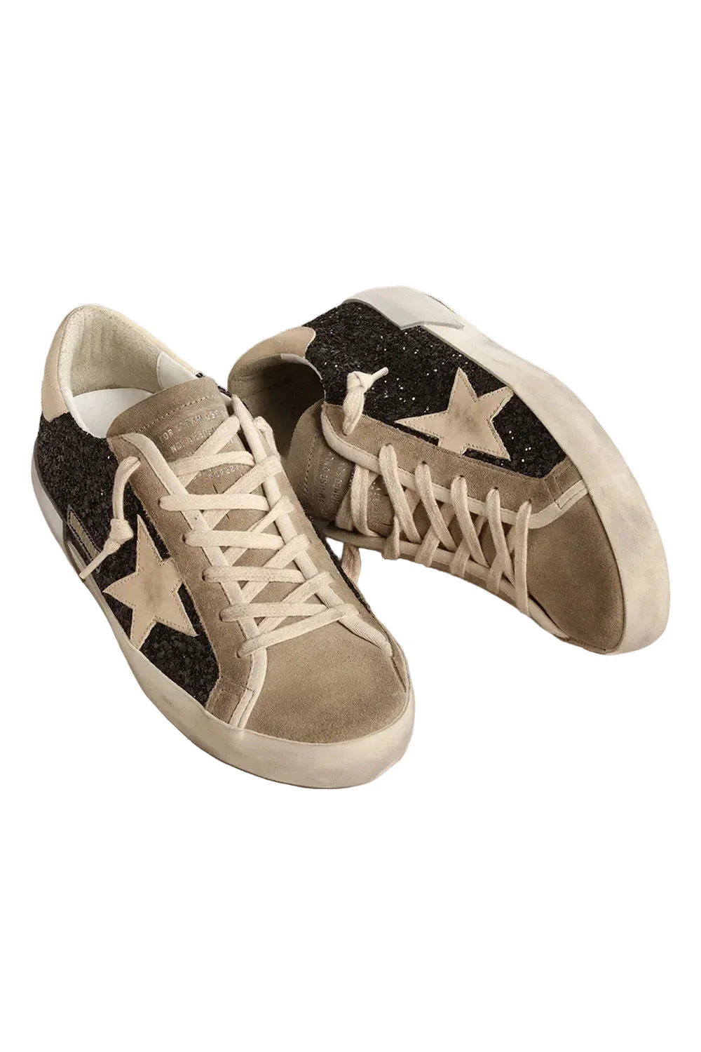 Golden Goose Super-Star Black Glitter Nappa Cream