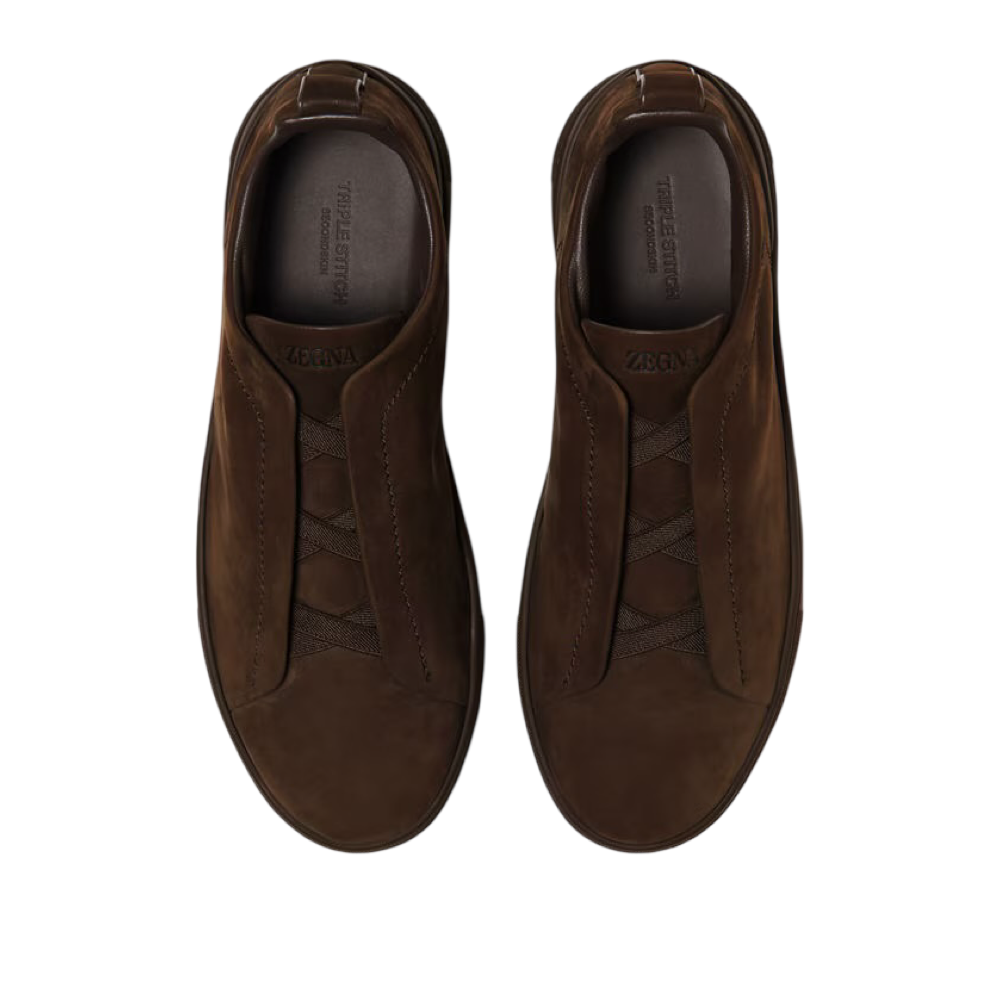 ZEGNA DARK BROWN TRIPLE STITCH™ SECONDSKIN SNEAKERS