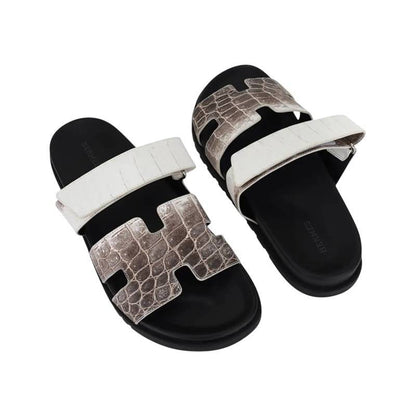Hermes Himalaya Crocodile Chypre Slingback Flat Sandals