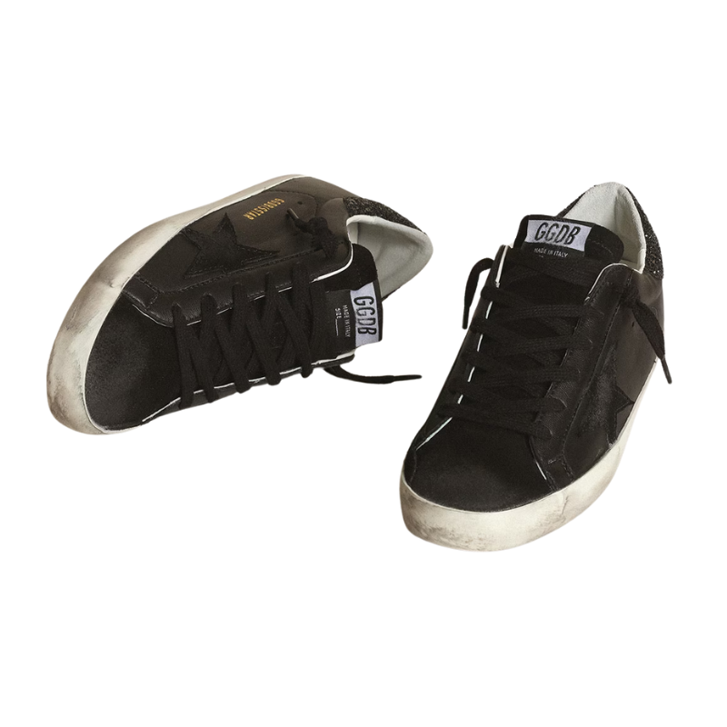 Golden Goose Women's Superstar Glitter Heel Low Top Sneakers in black