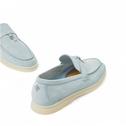 LORO PIANA SUMMER CHARMS WALK SUEDE WOMEN LIGHT BLUE LOAFER