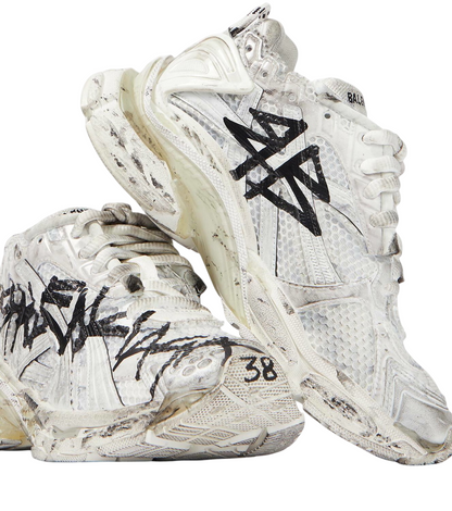 Balenciaga - Graffiti Runner Sneakers in White