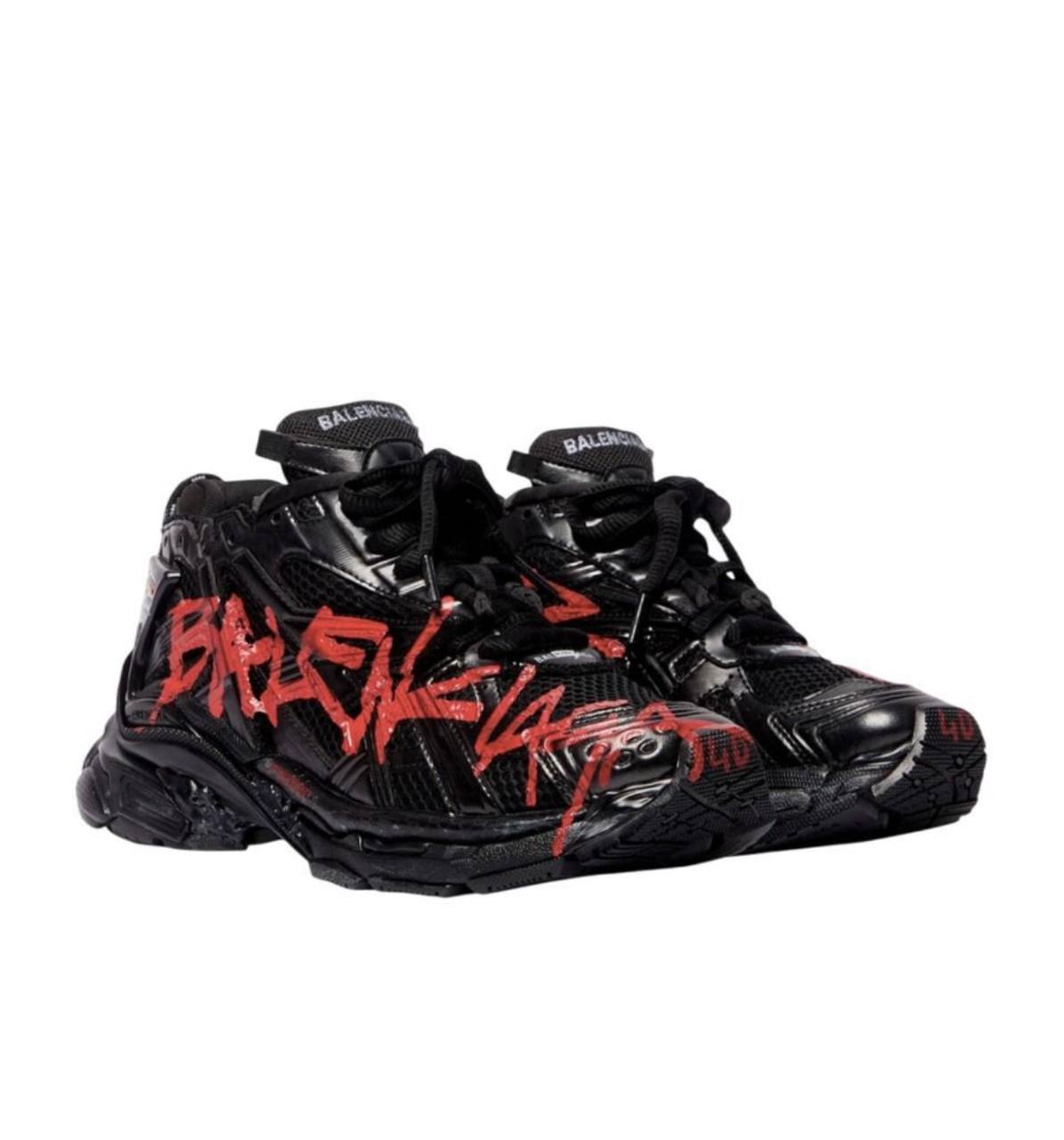Balenciaga - Graffiti Runner Sneakers in black