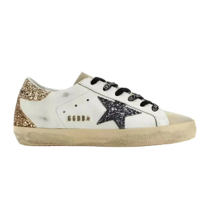 Golden Goose White and Gold Leather Sneakers